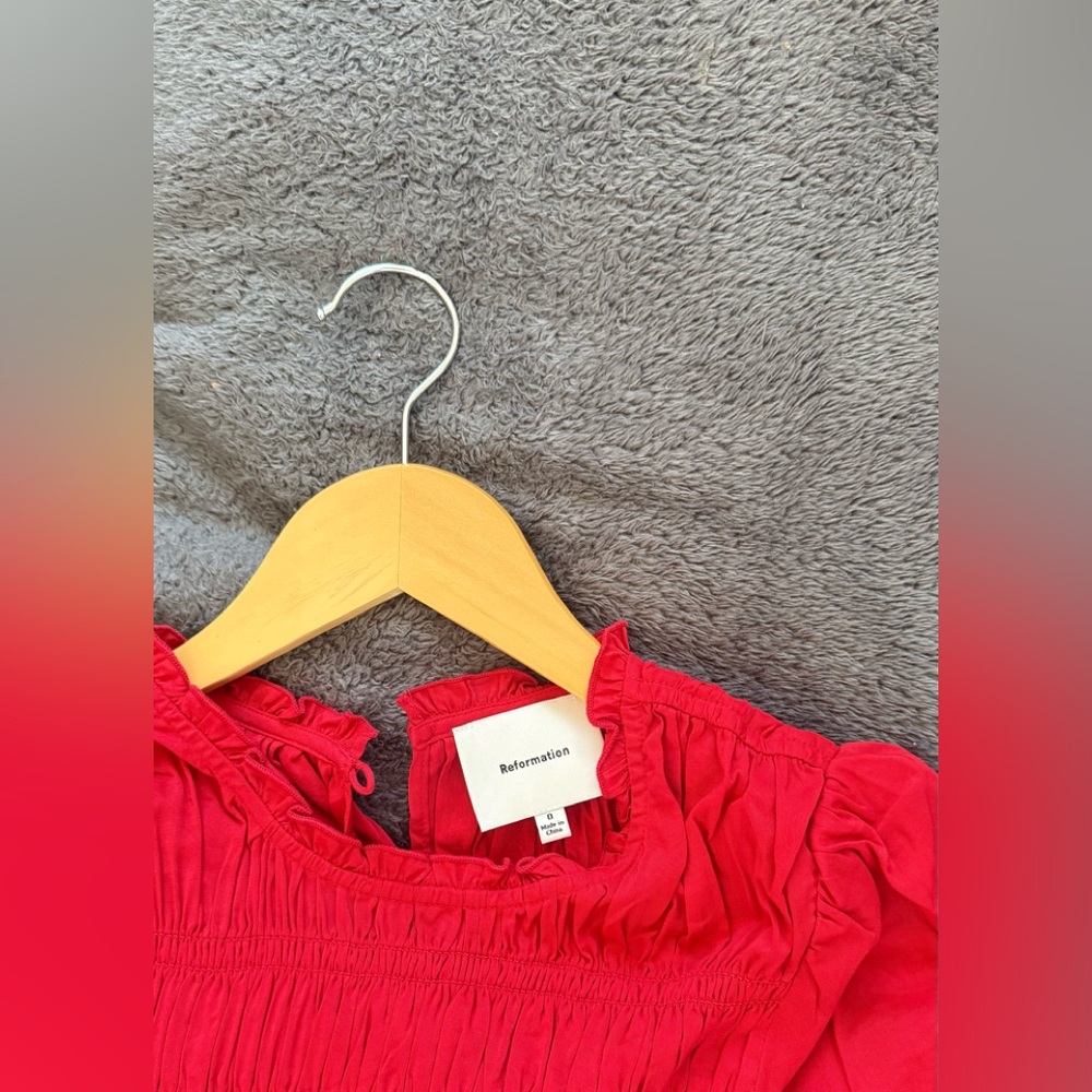 Reformation Kiria Dress in Lipstick Red. Brand new without tags, never worn. - Picture 13 of 16